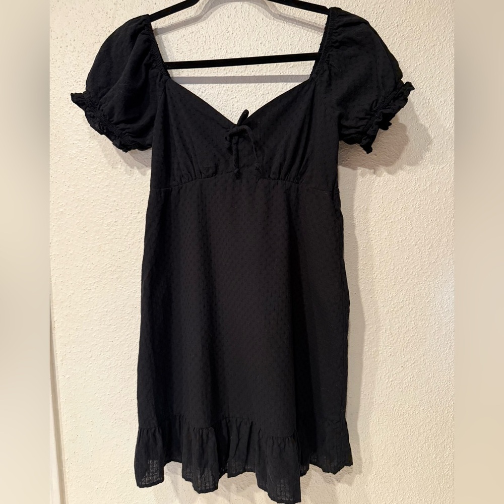 Wild Fable Elegant Black Puff Sleeve Mini Dress